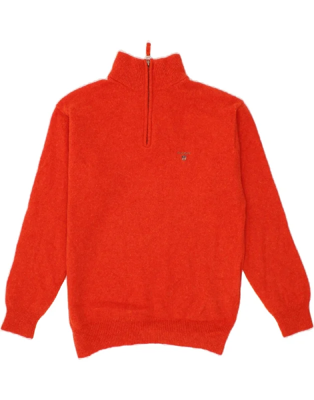 GANT Womens Zip Neck Jumper Sweater UK 14 Medium Orange Lambswool Velvet Chenille Corduroy GANT Womens Zip Neck Jumper Sweater UK 14 Medium Orange Lambswool Velvet Chenille Corduroy
