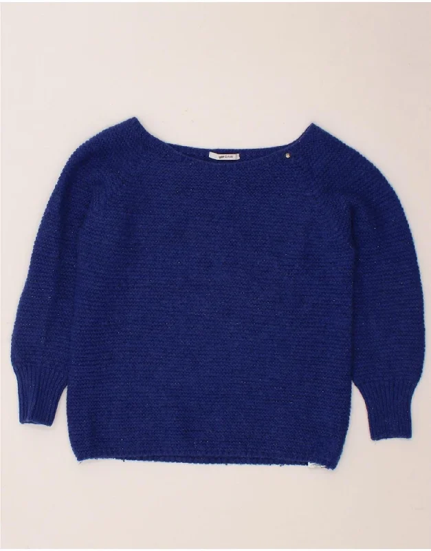 GAS Womens Boat Neck Jumper Sweater UK 6 XS Navy Blue Acrylic Oversized Loose Flowy
