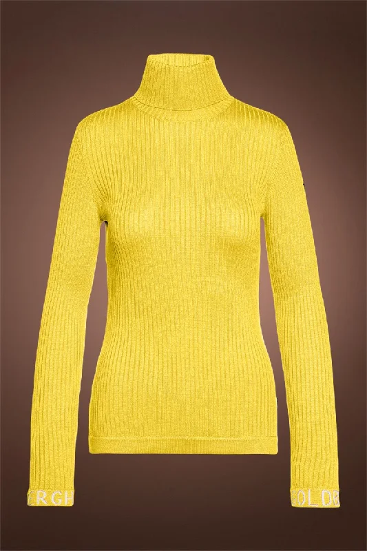 Mira Turtleneck Ski Sweater - Sunshine Mesh Blend Leather Blend Suede Blend