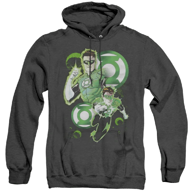 Green Lantern Gl In Action - Heather Pullover Hoodie Fine Merino Wool