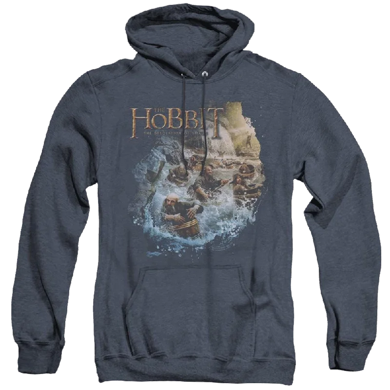 Hobbit Movie Trilogy, The Barreling Down - Heather Pullover Hoodie Shirred Sleeve Feminine