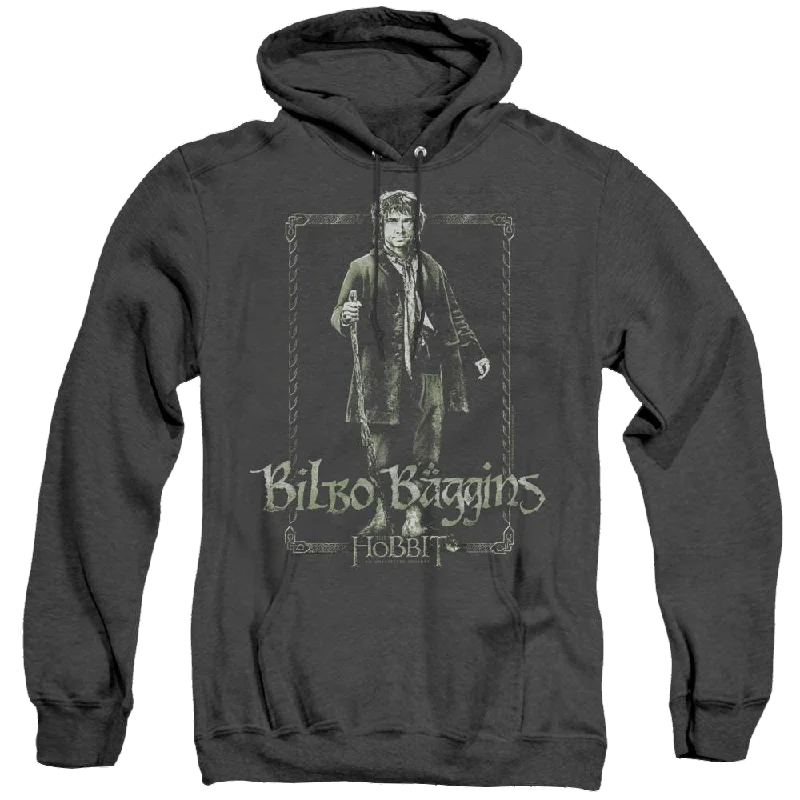 Hobbit Movie Trilogy, The Bilbo Stare - Heather Pullover Hoodie Shawl Collar Sweater Hobbit Movie Trilogy, The Bilbo Stare - Heather Pullover Hoodie Shawl Collar Sweater