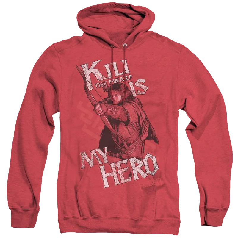 Hobbit Movie Trilogy, The Kili Is My Hero - Heather Pullover Hoodie Keyhole Neck Pullover Hobbit Movie Trilogy, The Kili Is My Hero - Heather Pullover Hoodie Keyhole Neck Pullover