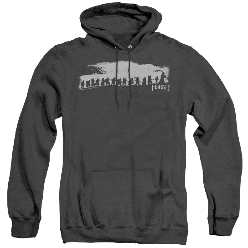 Hobbit Movie Trilogy, The The Company - Heather Pullover Hoodie Notched Neck Pullover Hobbit Movie Trilogy, The The Company - Heather Pullover Hoodie Notched Neck Pullover