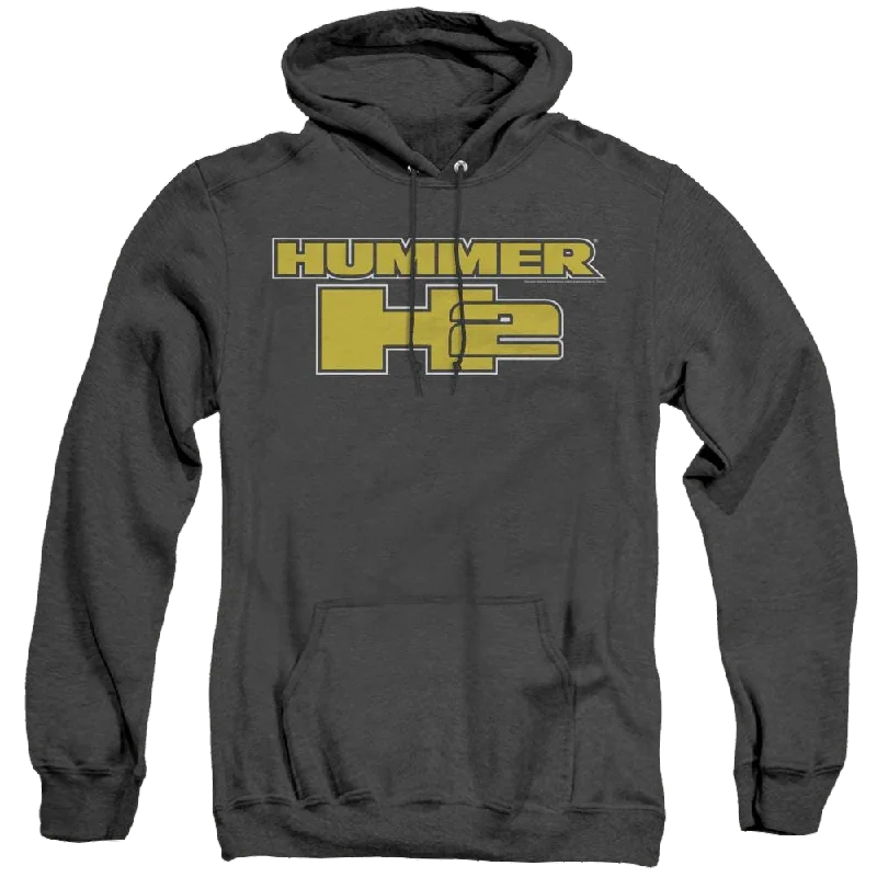 Hummer H2 Block Logo - Heather Pullover Hoodie Fitted Ribbed Sweater
