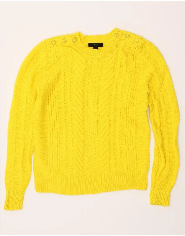 J. CREW Womens Crew Neck Jumper Sweater UK 10 Small Yellow Wool Nylon Fabric Polyester Fabric Spandex Fabric