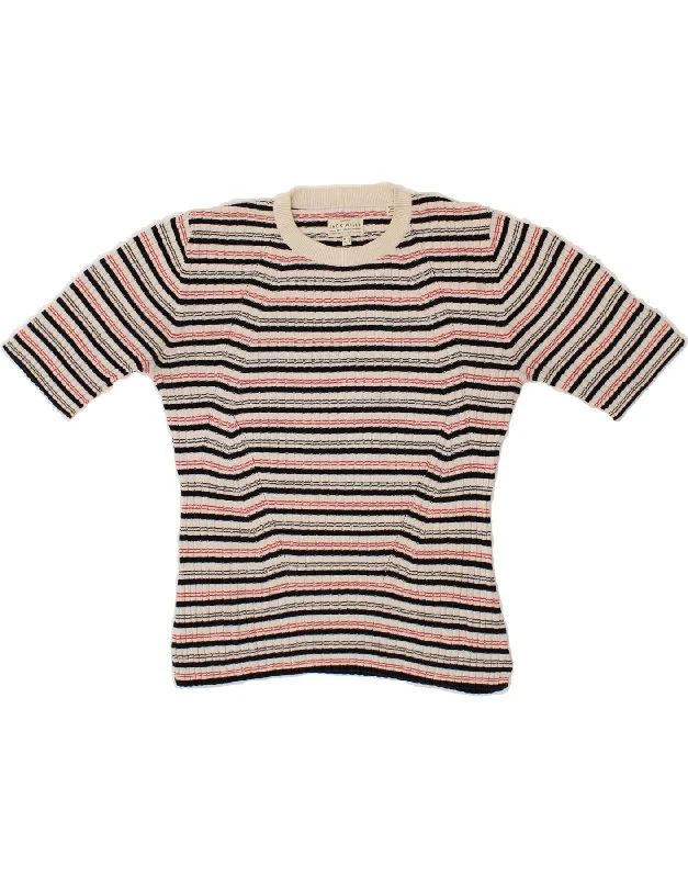 JACK WILLS Womens Crew Neck Jumper Sweater UK 12 Medium Beige Striped Handmade Hand-knitted Hand-woven JACK WILLS Womens Crew Neck Jumper Sweater UK 12 Medium Beige Striped Handmade Hand-knitted Hand-woven