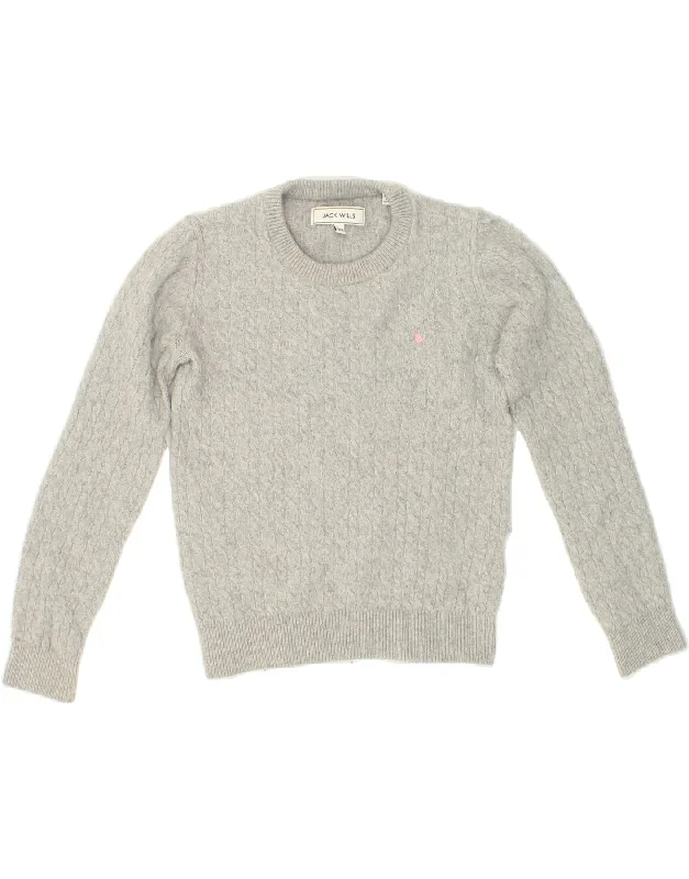 JACK WILLS Womens Crew Neck Jumper Sweater UK 8 Small Grey Merino Wool Elasticated Padded Insulated JACK WILLS Womens Crew Neck Jumper Sweater UK 8 Small Grey Merino Wool Elasticated Padded Insulated