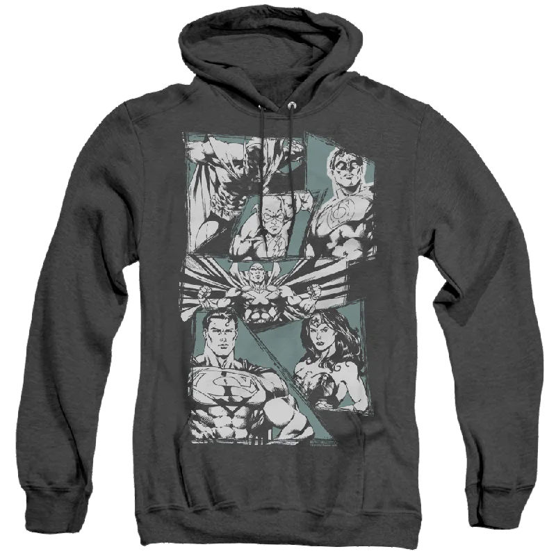 Justice League A Mighty League - Heather Pullover Hoodie Ruffled Neck Pullover