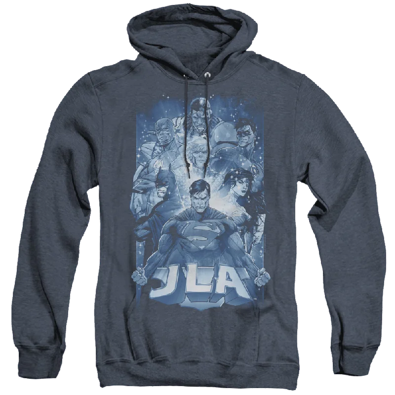 Justice League Burst - Heather Pullover Hoodie Ribbed Crew Neck