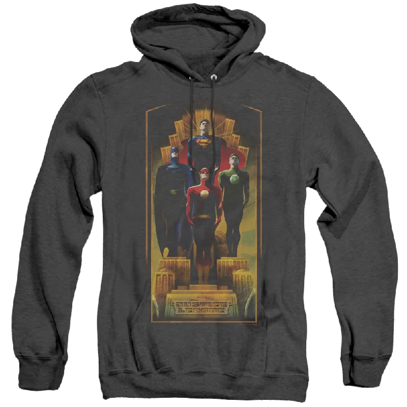 Justice League Deco - Heather Pullover Hoodie V-Neck Stylish Pullover