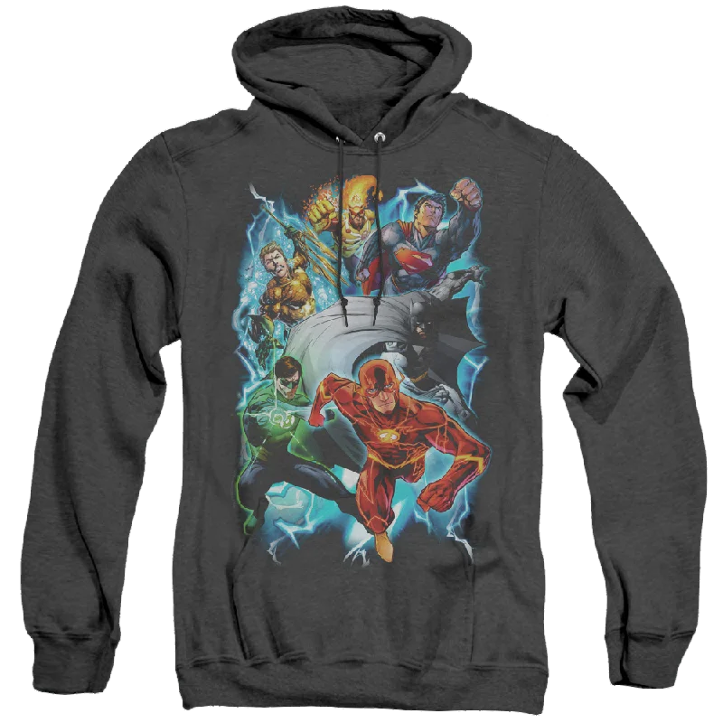 Justice League Electric Team - Heather Pullover Hoodie Honey Neck Pullover