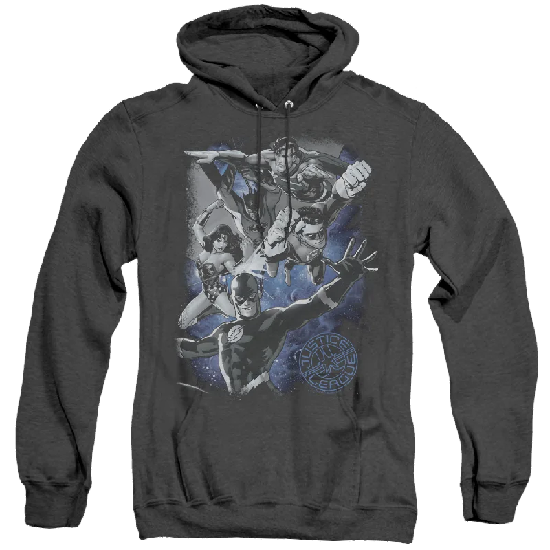 Justice League Galactic Attack Nebula - Heather Pullover Hoodie Solo Sleeve Pullover