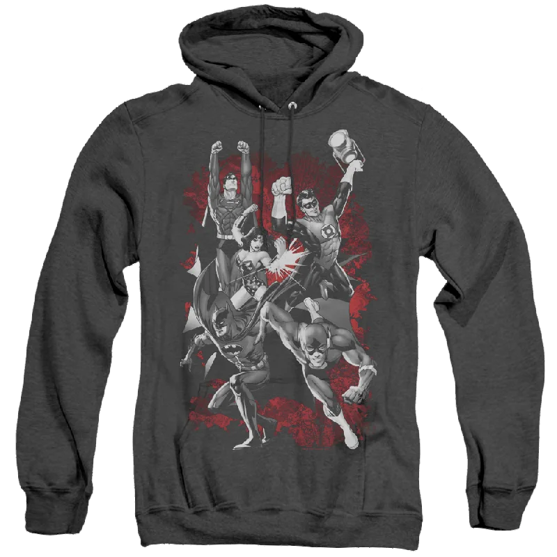 Justice League Jla Explosion - Heather Pullover Hoodie Boat Neck Sweater