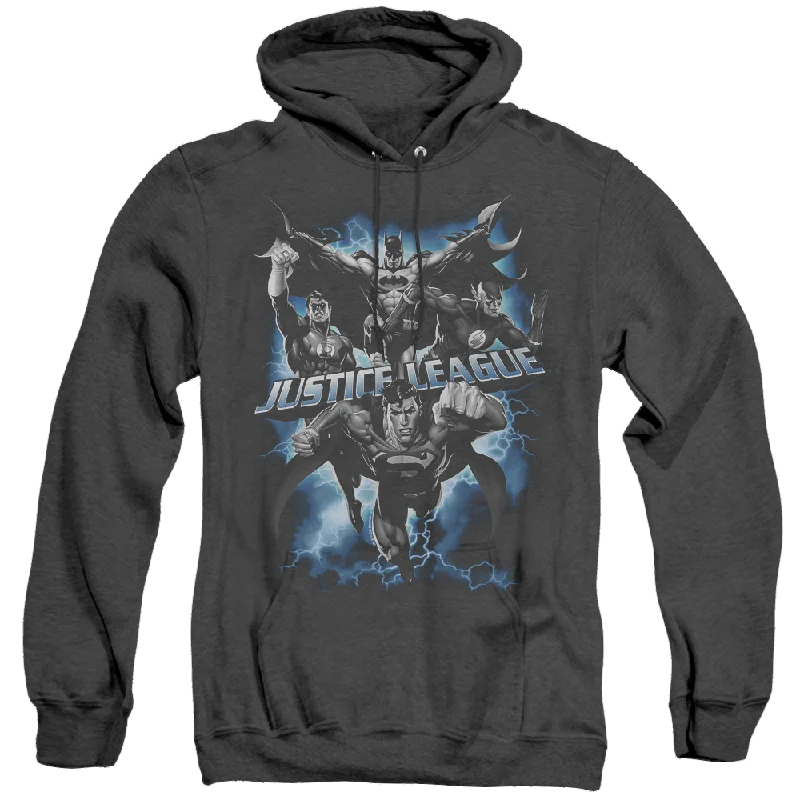 Justice League Justice Storm - Heather Pullover Hoodie Saggy Sleeve Comfort