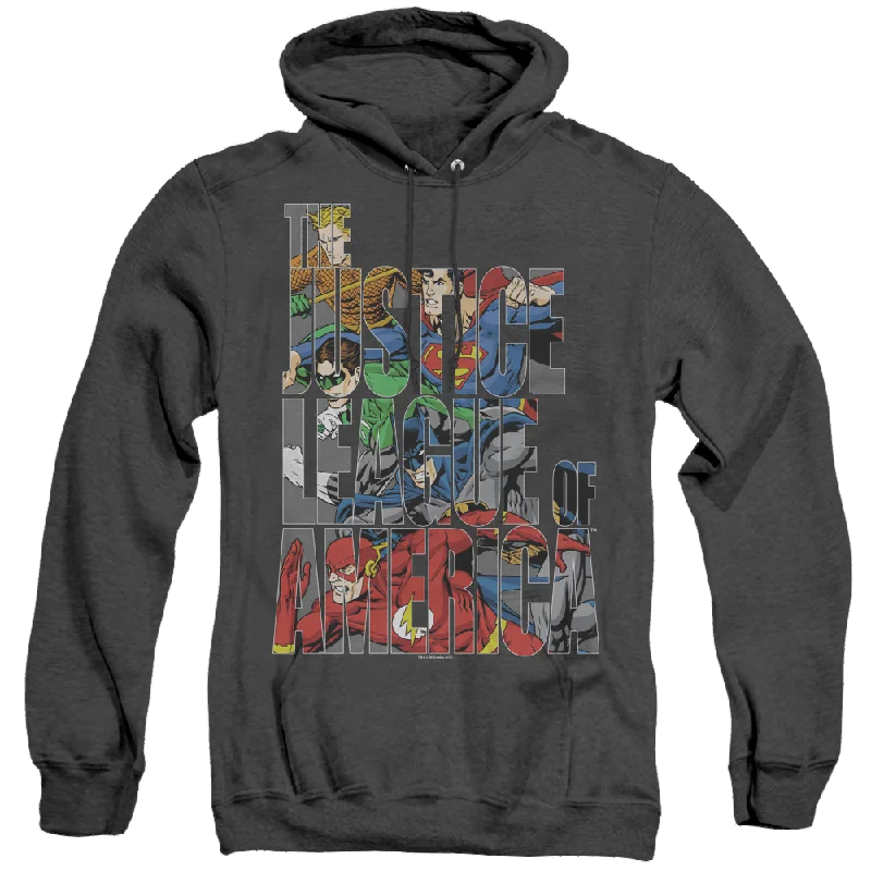 Justice League Lettered League - Heather Pullover Hoodie Zipper Front Cardigan