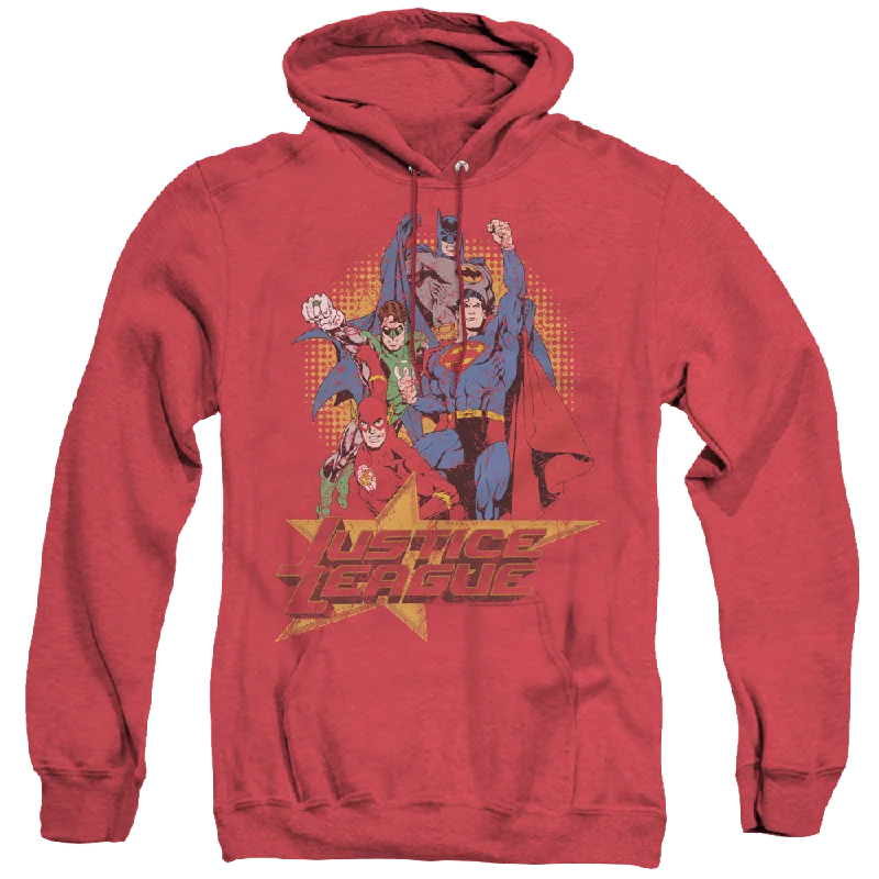 Justice League Raise Your Fist - Heather Pullover Hoodie Cold Shoulder Design