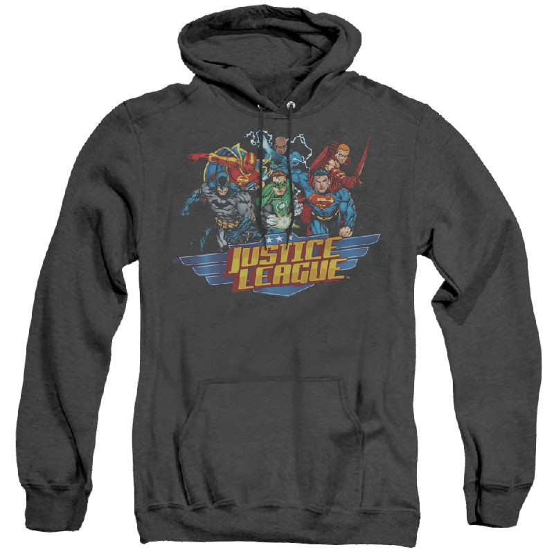 Justice League Ready To Fight - Heather Pullover Hoodie Cap Sleeve Casual