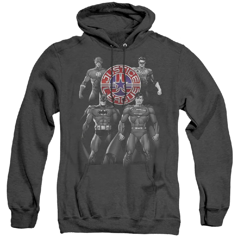 Justice League Shades Of Gray - Heather Pullover Hoodie Boxy Neck Sweater