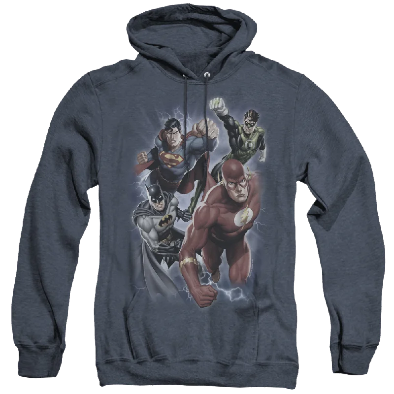 Justice League Storm Chasers - Heather Pullover Hoodie Fitted Ribbed Sweater