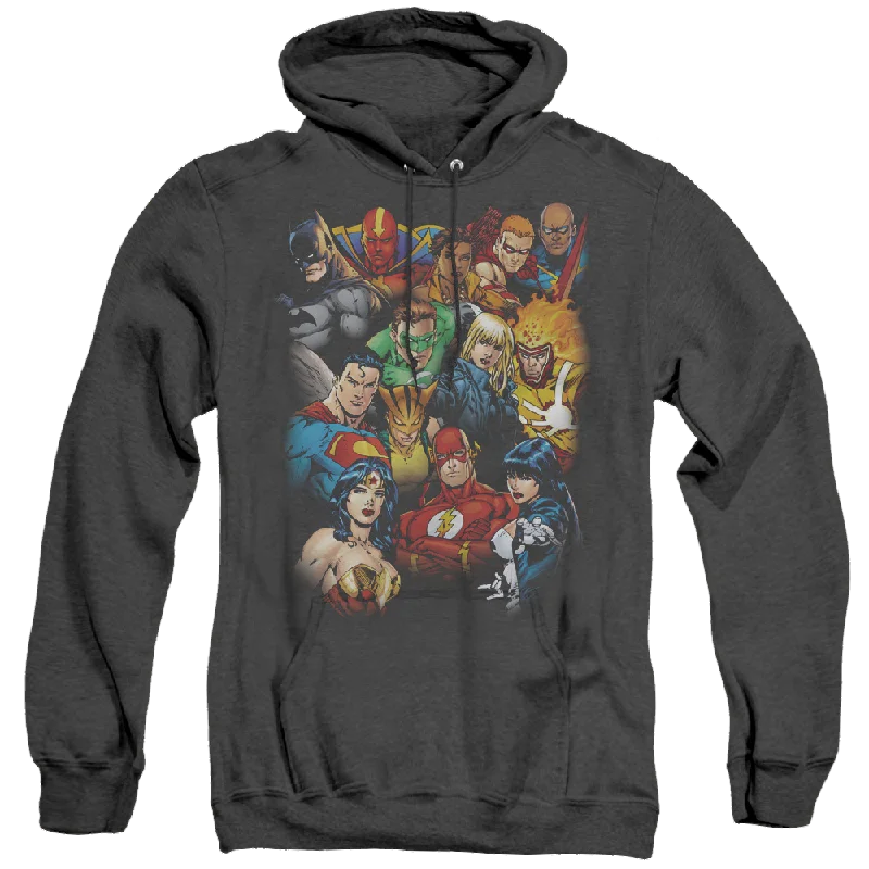 Justice League The Leagues All Here - Heather Pullover Hoodie dolman Sleeve Top