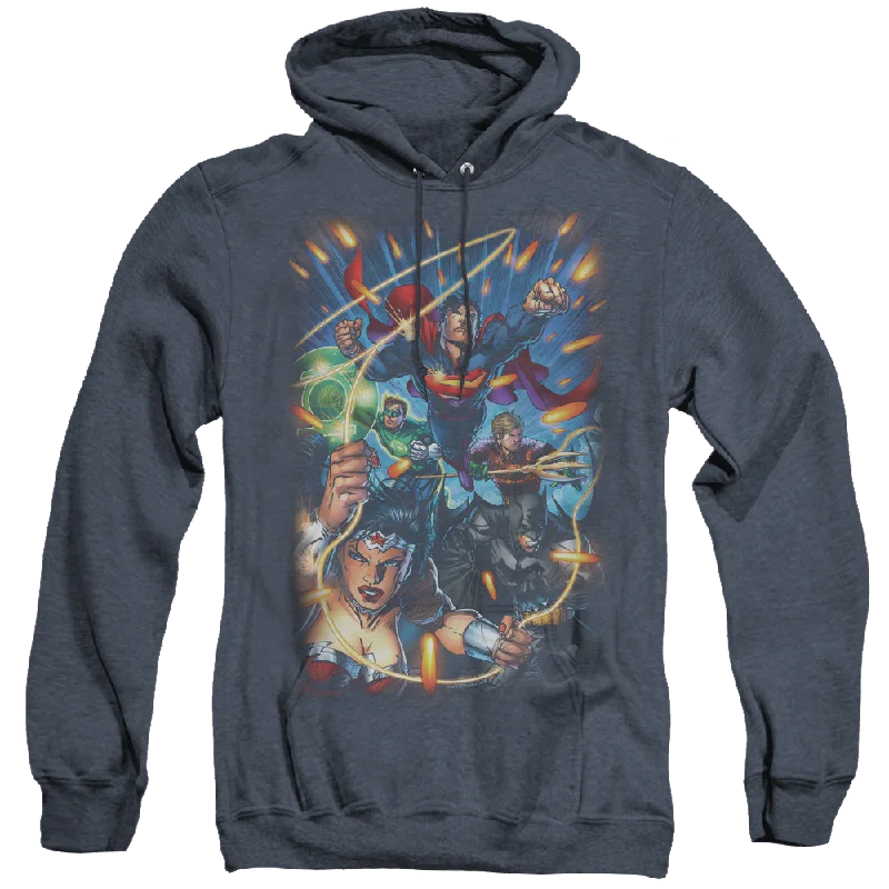 Justice League Under Attack - Heather Pullover Hoodie Kimono Neck Pullover