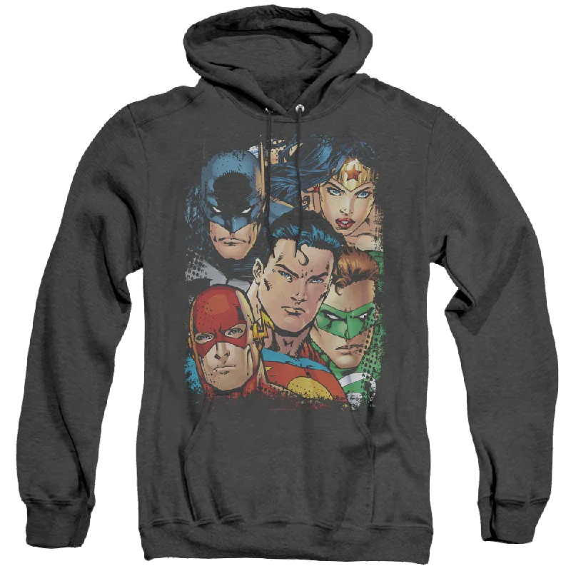 Justice League Up Close And Personal - Heather Pullover Hoodie Puff Sleeve Stylish