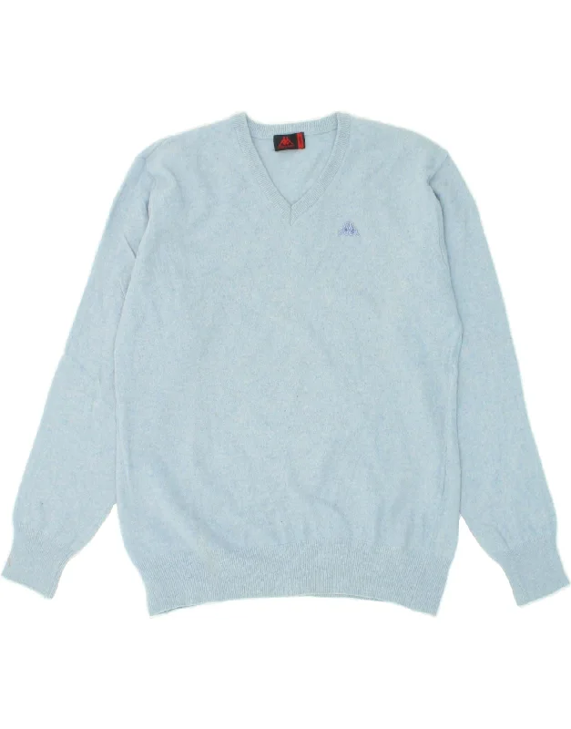 KAPPA Womens V-Neck Jumper Sweater UK 16 Large Blue Lambswool Spandex Blend Rayon Blend Denim Blend KAPPA Womens V-Neck Jumper Sweater UK 16 Large Blue Lambswool Spandex Blend Rayon Blend Denim Blend