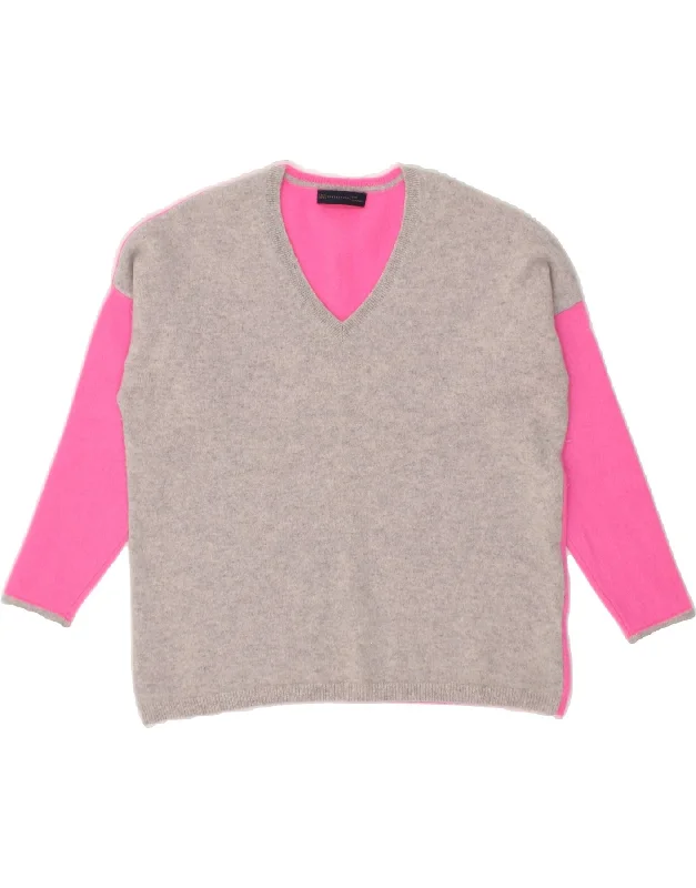 MARKS & SPENCER Womens V-Neck Jumper Sweater UK 12 Medium Pink Elasticated Padded Insulated MARKS & SPENCER Womens V-Neck Jumper Sweater UK 12 Medium Pink Elasticated Padded Insulated