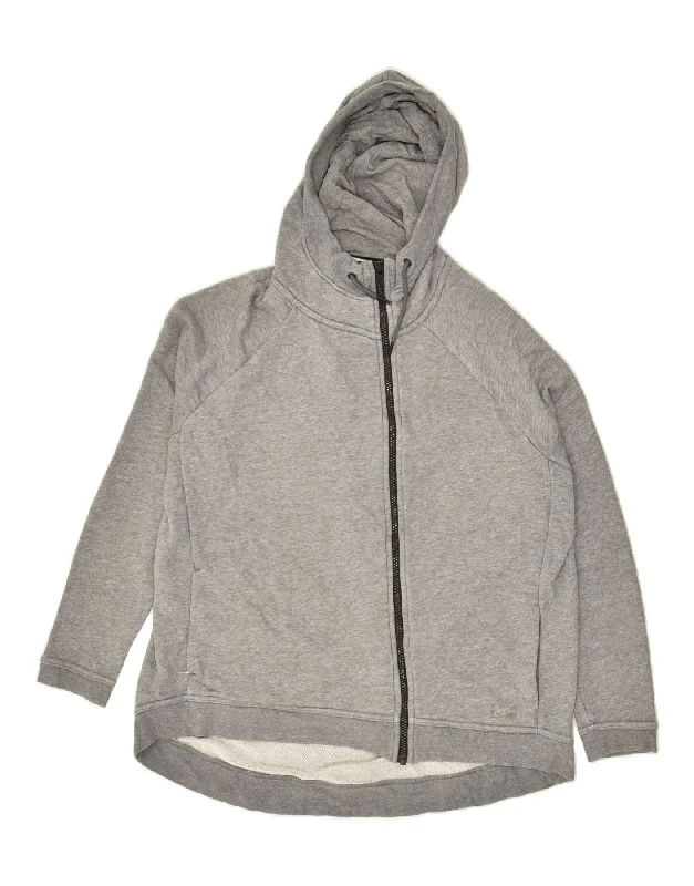 NIKE Mens Zip Hoodie Sweater Medium Grey Cotton Satin Blend Silk Blend Wool Blend