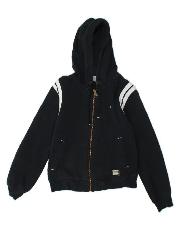 NIKE Womens Graphic Zip Hoodie Sweater UK 10/12 Medium Navy Blue Cotton Herringbone Houndstooth Plaid NIKE Womens Graphic Zip Hoodie Sweater UK 10/12 Medium Navy Blue Cotton Herringbone Houndstooth Plaid