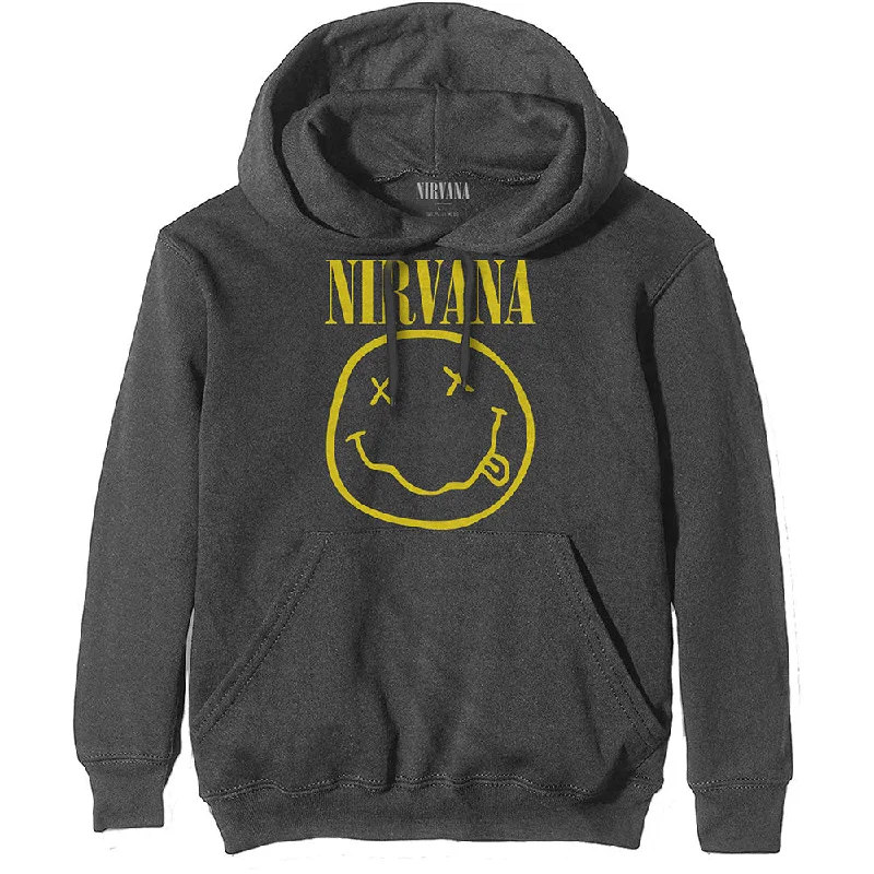 Nirvana Yellow Smiley Unisex Pullover Hoodie Zipper Front Cardigan