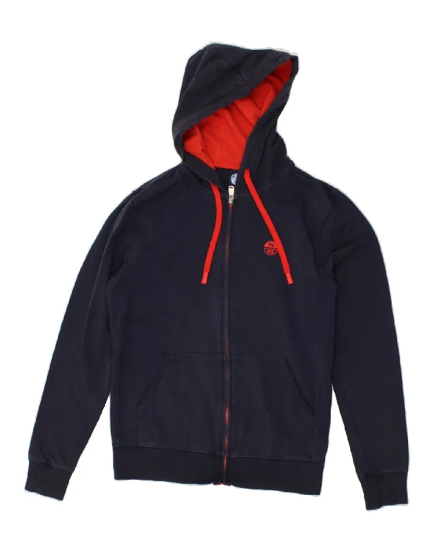 NORTH SAILS Womens Zip Hoodie Sweater UK 10 Small Navy Blue Cotton Polka Dot Checkered Tartan NORTH SAILS Womens Zip Hoodie Sweater UK 10 Small Navy Blue Cotton Polka Dot Checkered Tartan