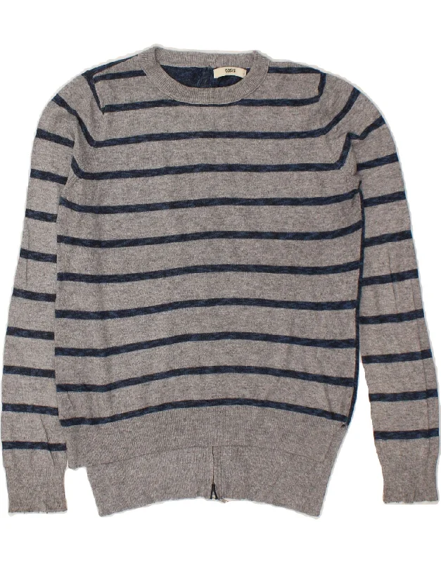 OASIS Womens Oversized Crew Neck Jumper Sweater UK 10 Small Grey Striped Mesh Fabric Canvas Fabric Denim Fabric OASIS Womens Oversized Crew Neck Jumper Sweater UK 10 Small Grey Striped Mesh Fabric Canvas Fabric Denim Fabric