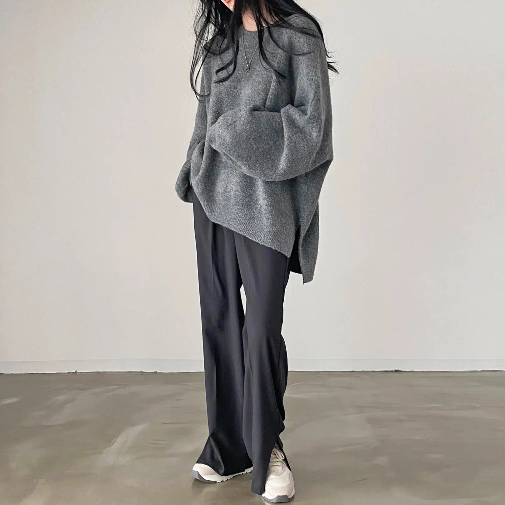 Oversized Knit Sweater Collared Crew Neck Turtle Neck