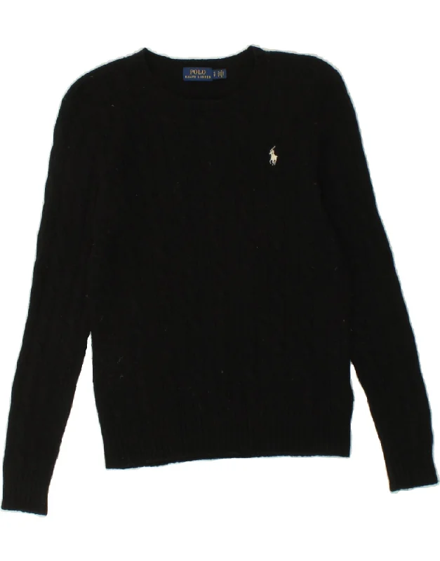 POLO RALPH LAUREN Womens Crop Boat Neck Jumper Sweater UK 10 Small Black Silk Blend Satin Velvet POLO RALPH LAUREN Womens Crop Boat Neck Jumper Sweater UK 10 Small Black Silk Blend Satin Velvet