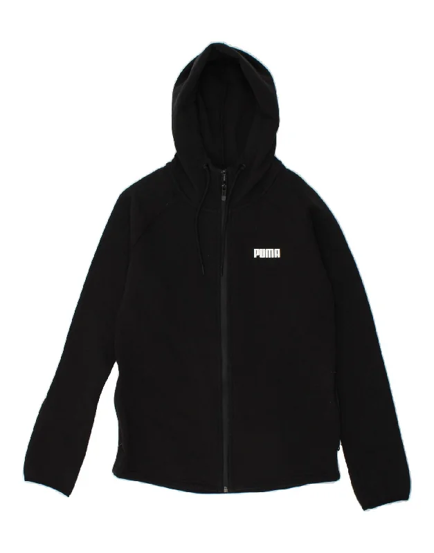 PUMA Womens Graphic Zip Hoodie Sweater UK 10 Small Black Cotton Silk Blend Satin Velvet PUMA Womens Graphic Zip Hoodie Sweater UK 10 Small Black Cotton Silk Blend Satin Velvet