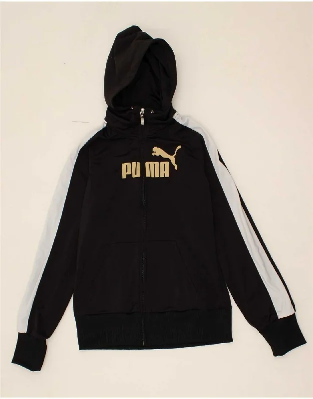 PUMA Womens Graphic Zip Hoodie Sweater UK 12 Medium Black Polyester Houndstooth Herringbone Solid PUMA Womens Graphic Zip Hoodie Sweater UK 12 Medium Black Polyester Houndstooth Herringbone Solid