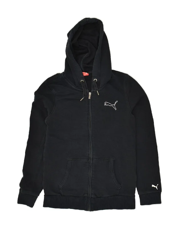 PUMA Womens Zip Hoodie Sweater UK 10 Small Navy Blue Transparent Opaque Sheer