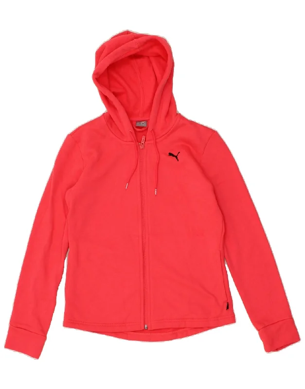 PUMA Womens Zip Hoodie Sweater UK 12 Medium Red Cotton Terry Blend Velvet Blend Canvas Blend PUMA Womens Zip Hoodie Sweater UK 12 Medium Red Cotton Terry Blend Velvet Blend Canvas Blend
