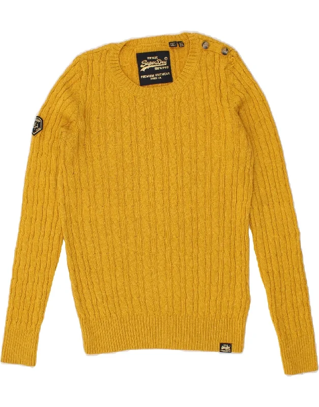 SUPERDRY Womens Boat Neck Jumper Sweater UK 10 Small Yellow Acrylic Slim Fit Regular Fit Oversized SUPERDRY Womens Boat Neck Jumper Sweater UK 10 Small Yellow Acrylic Slim Fit Regular Fit Oversized