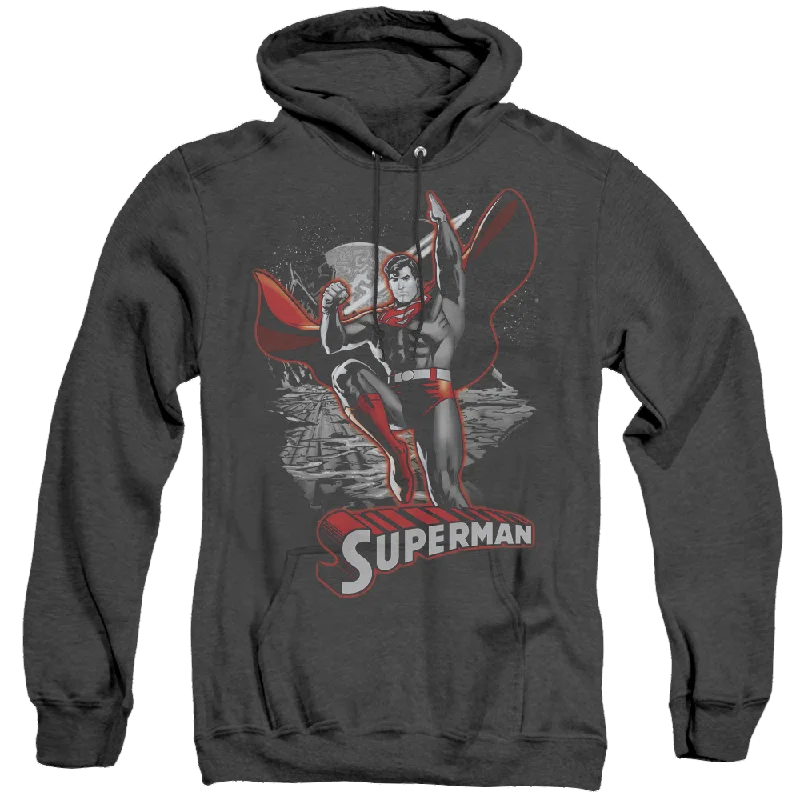 Superman Superman Red & Gray - Heather Pullover Hoodie Tight Sleeve Top