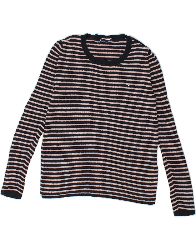 TOMMY HILFIGER Womens Crew Neck Jumper Sweater UK 12 Medium Navy Blue Handmade Hand-knitted Hand-woven TOMMY HILFIGER Womens Crew Neck Jumper Sweater UK 12 Medium Navy Blue Handmade Hand-knitted Hand-woven