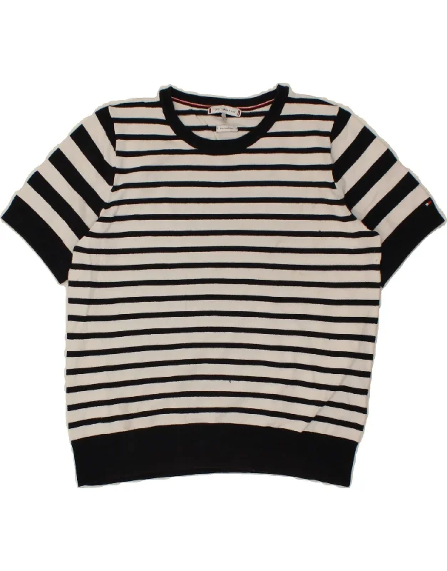 TOMMY HILFIGER Womens Crew Neck Jumper Sweater UK 16 Large White Striped Jersey Fabric Tulle Fabric Batik Fabric TOMMY HILFIGER Womens Crew Neck Jumper Sweater UK 16 Large White Striped Jersey Fabric Tulle Fabric Batik Fabric