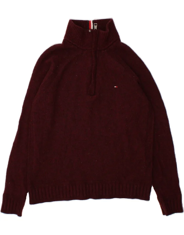 TOMMY HILFIGER Womens Zip Neck Jumper Sweater UK 18 XL Burgundy Flecked Elegant Classic Vintage TOMMY HILFIGER Womens Zip Neck Jumper Sweater UK 18 XL Burgundy Flecked Elegant Classic Vintage