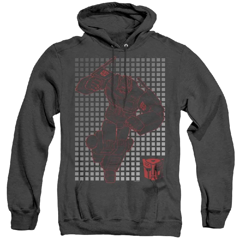 Transformers Optimus Grid - Heather Pullover Hoodie Puff Sleeve Stylish