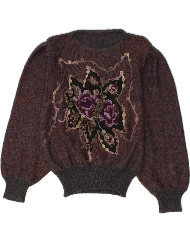 VINTAGE Womens Boat Neck Jumper Sweater UK 14 Large Maroon Hooded Caped Shawl Collar VINTAGE Womens Boat Neck Jumper Sweater UK 14 Large Maroon Hooded Caped Shawl Collar
