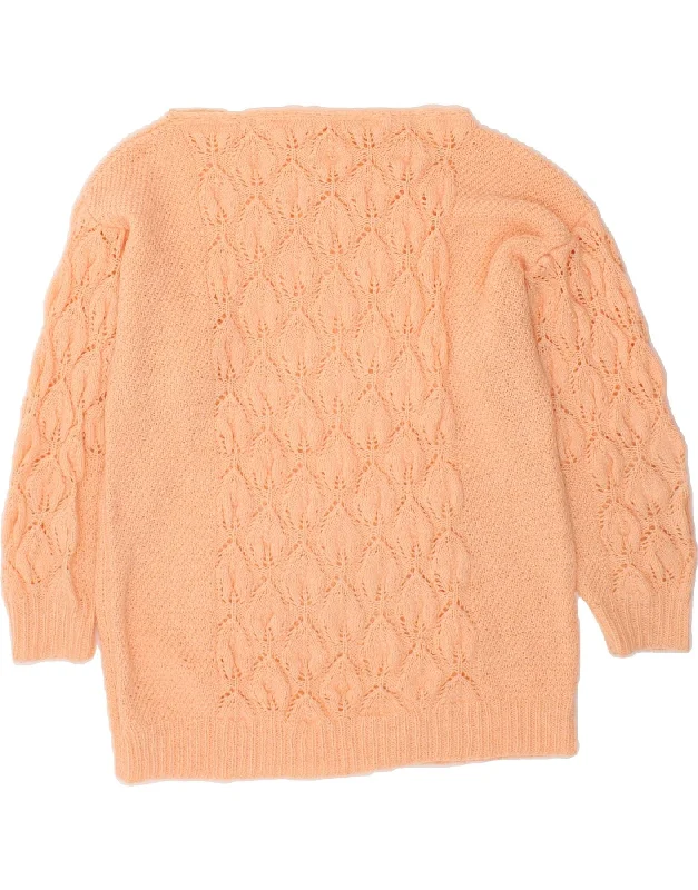 VINTAGE Womens Boat Neck Jumper Sweater UK 16 Large Orange Hooded Sweater Collared Sweater Shawl Collar VINTAGE Womens Boat Neck Jumper Sweater UK 16 Large Orange Hooded Sweater Collared Sweater Shawl Collar