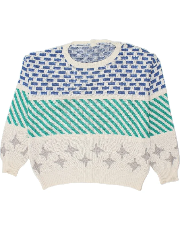 VINTAGE Womens Boat Neck Jumper Sweater UK 18 XL Multicoloured Colourblock Slim Fit Regular Fit Oversized VINTAGE Womens Boat Neck Jumper Sweater UK 18 XL Multicoloured Colourblock Slim Fit Regular Fit Oversized