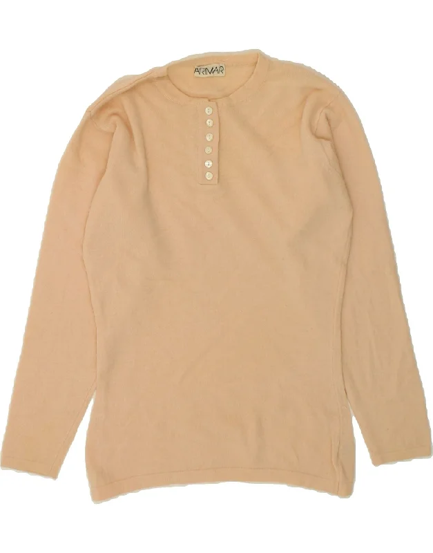 VINTAGE Womens Crew Neck Jumper Sweater UK 14 Medium Beige Cashmere Terry Blend Velvet Blend Canvas Blend VINTAGE Womens Crew Neck Jumper Sweater UK 14 Medium Beige Cashmere Terry Blend Velvet Blend Canvas Blend